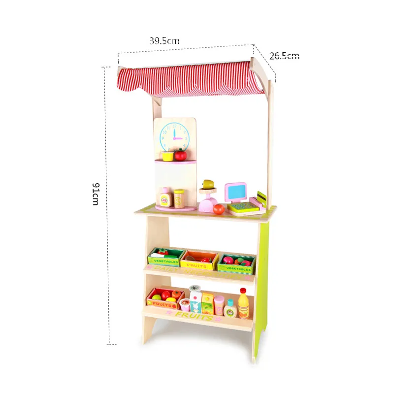 Wooden Market Stall Set Toy for Kids Educational Learning Toy 16 Pack Children Toy Safe Baby Boys with Storage Box
