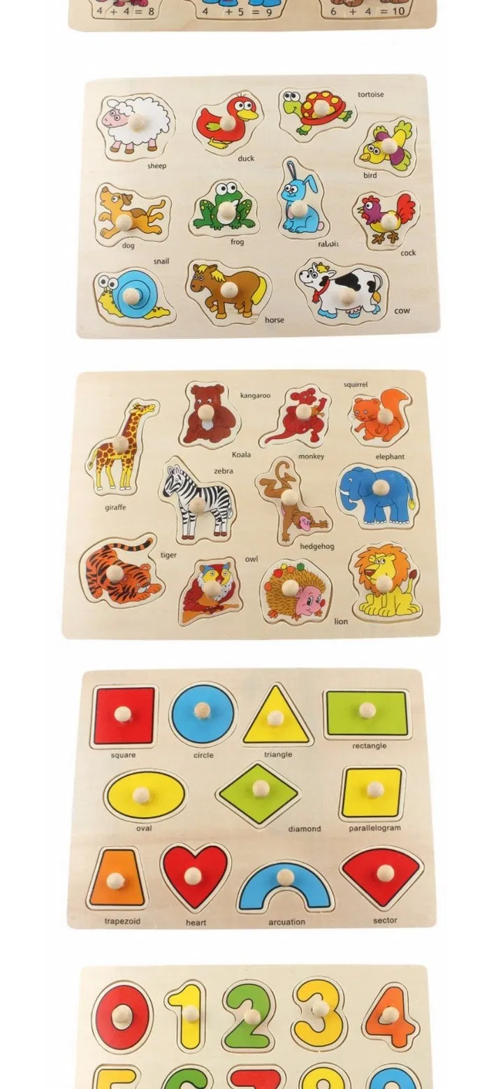 Wooden Numbers Letters Shapes Animals Learning Toy for Kids 1 Year up Educational Montessori Wooden Puzzle Toy for Baby Boys Girls with Storage Board