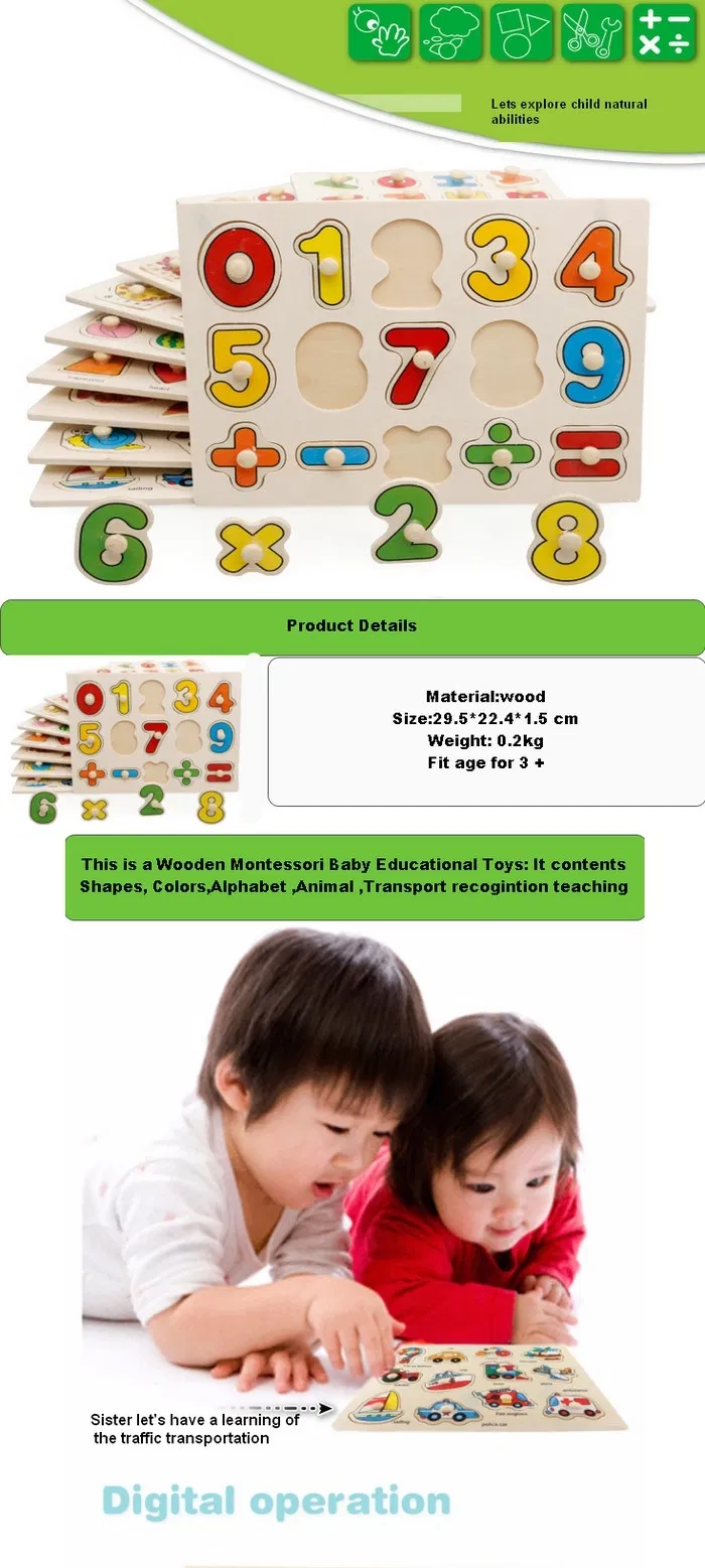 Wooden Numbers Letters Shapes Animals Learning Toy for Kids 1 Year up Educational Montessori Wooden Puzzle Toy for Baby Boys Girls with Storage Board