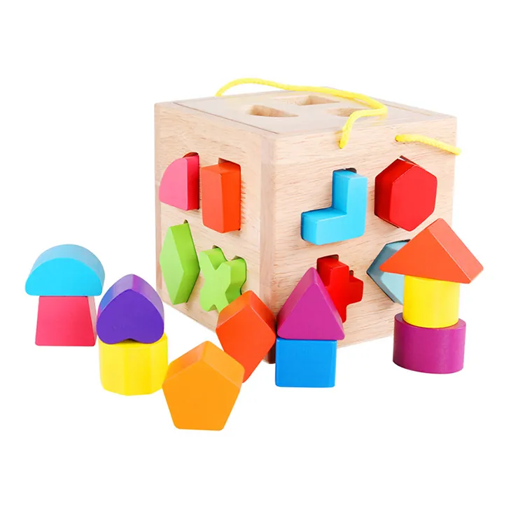 Wooden Shape Sorter Toy Educational Shape Color Geometry Learning Sorting Toys for Kids and Toddlers