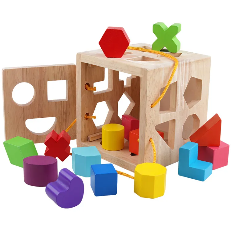 Wooden Shape Sorter Toy Educational Shape Color Geometry Learning Sorting Toys for Kids and Toddlers